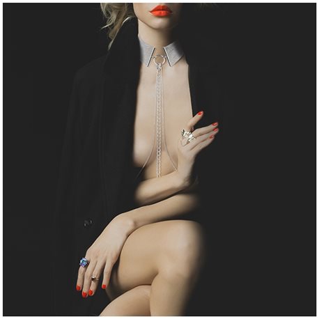 Naszyjnik-obroża z łańcuchem Bijoux Indiscrets Magnifique (srebrny)