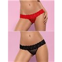 Obsessive Lacea stringi DUO PACK czarne i czerwone L/XL